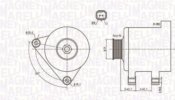 MAGNETI MARELLI 063731674010 Alternátor LiMa 150A 12V pre FIAT Ulysse (179) vhodný pre PEUGEOT 206 Hatchback (2A/C) 307 (3A/C) 407 (6D)