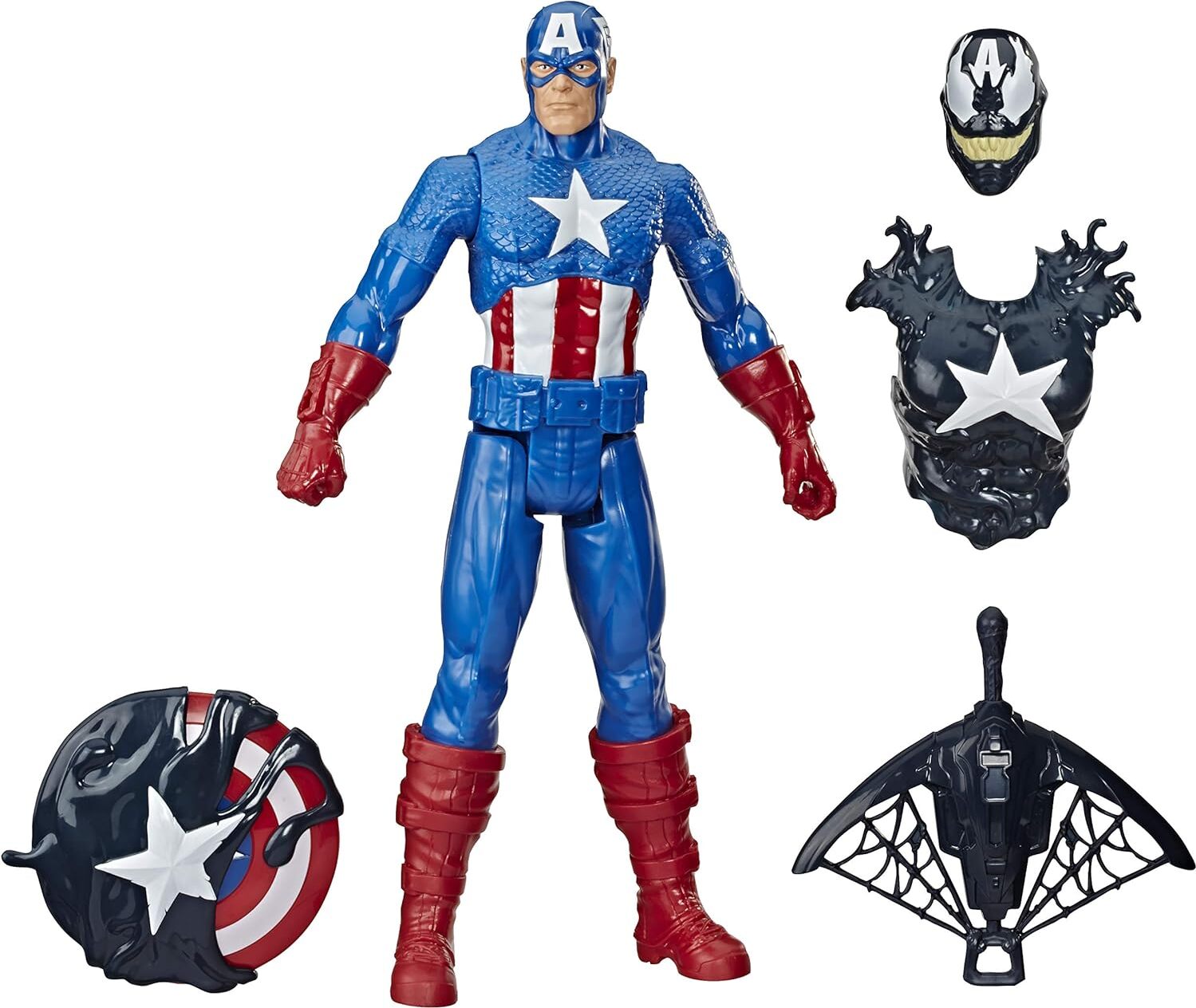 Hasbro, Captain America Venomisiert Artikuliert Marvel Serie Spider-Man Maximum Venom, Bunt E8683