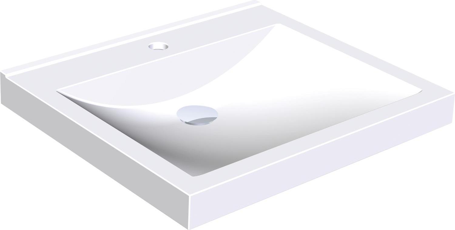 KWC AR Einzelwaschtisch, QUADRO, MIRANIT, 600x125x530 mm, Mulde re-eckig 2000090010