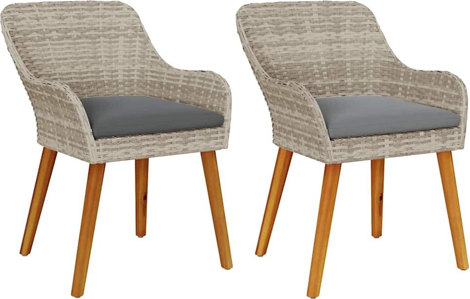 Gartenstuhl 2 pcs Hellgrau 55 x 62,5 x 82 cm Poly-Rattan