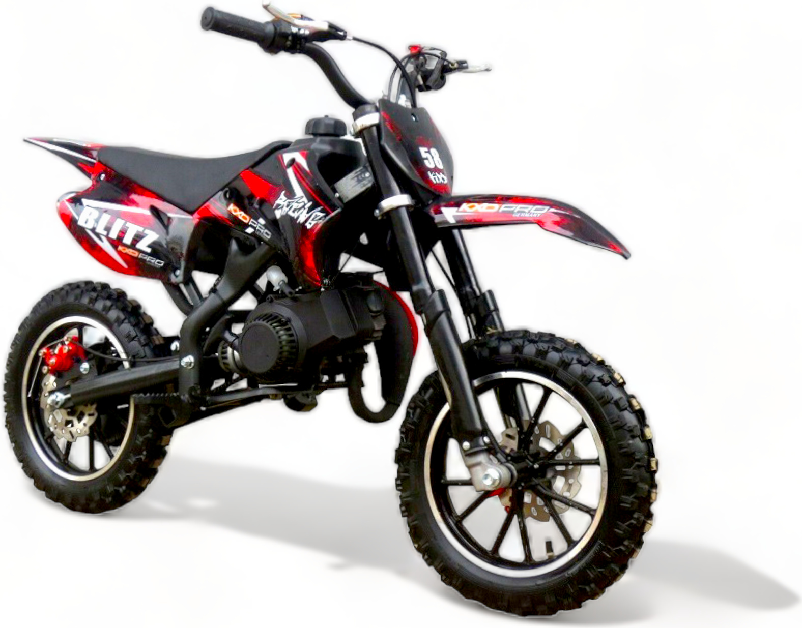 KXD 708A 49cc 2Takt E-Starter Pocket Midi Enduro Dirtbike Enduro Motocrossbike Motocross Motorrad Cross 60cm Sitzhöhe 10 Zoll Vorderrad Motor