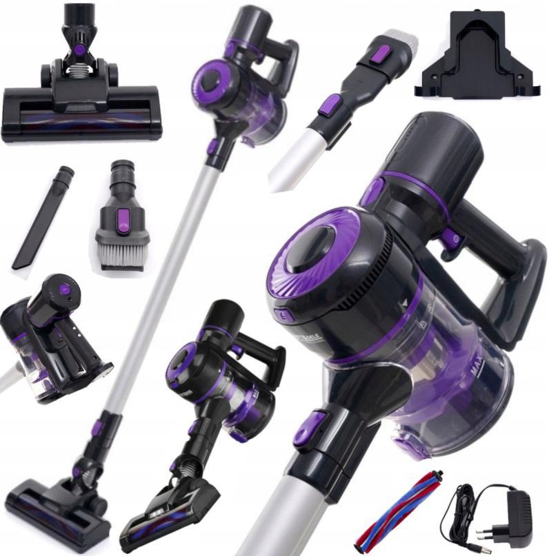 Kraft&Dele 220 W Výkonný bezdrôtový vysávač so sacím výkonom, kefa s LED svetlom, bezvreckový vysávač, tichý vysávač so vzduchovým filtrom HEPA