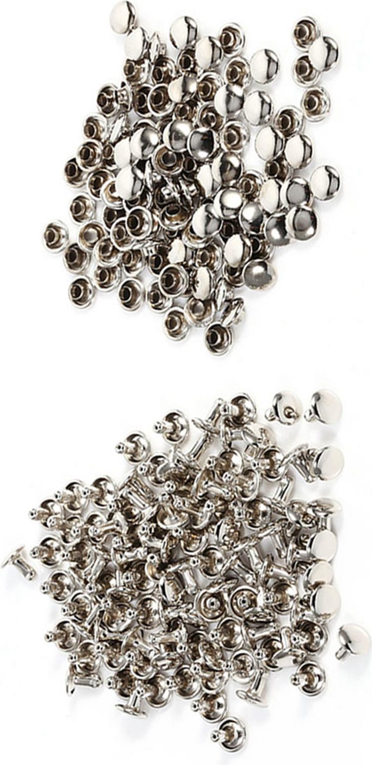 Cocosity Ausla Doppel -Leder -Nieten, Eisenmaterial, 100 Sets fr die Reparatur von Kleidungsstcken, Handwerksprojekte fr Taschen und Accessoires (SILVER)