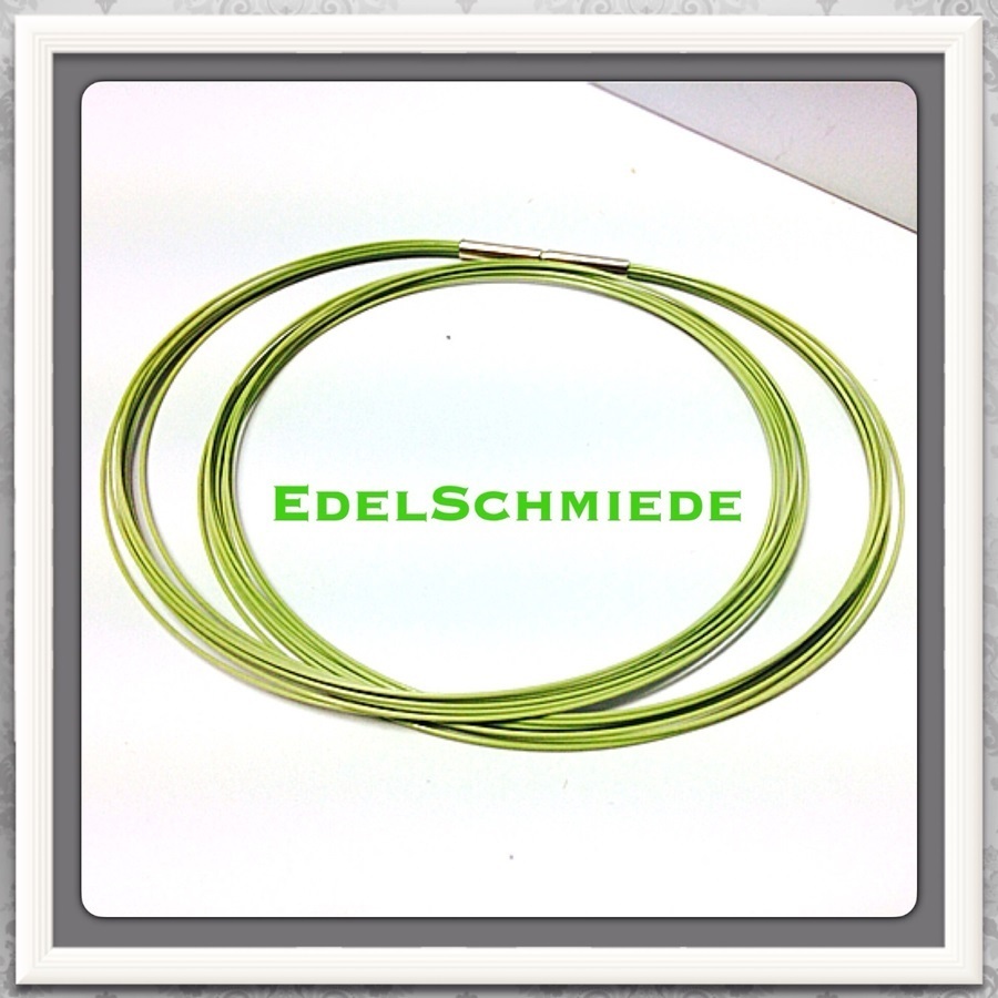 Edelschmiede925 Stahlseil mehrreihig 8 lemon 45 cm 925 Bajonett Halskette ohne Anhänger Edelschmiede925-30880