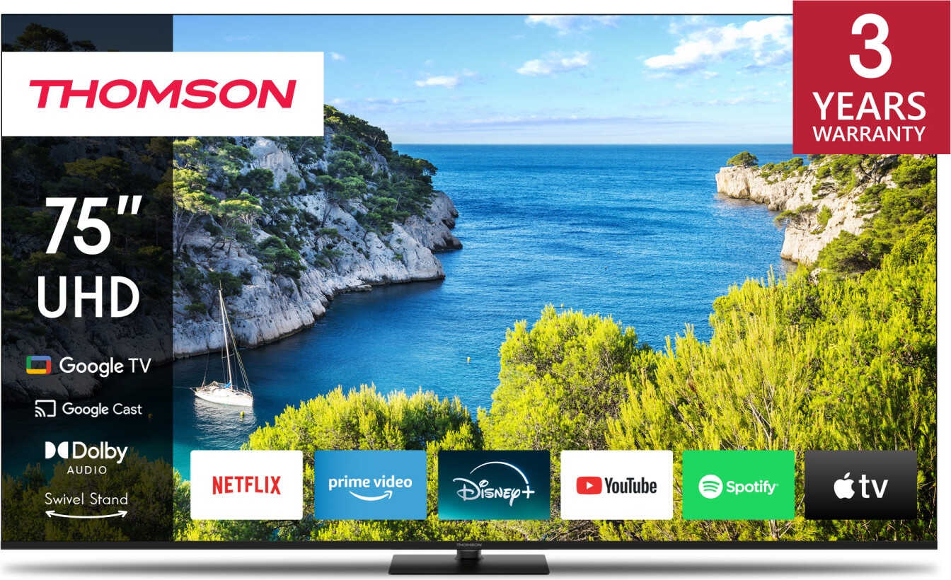 THOMSON LEDTV 189cm UHD 60Hz DVBT2/C/S GoogleTV BT HDR10 G sw