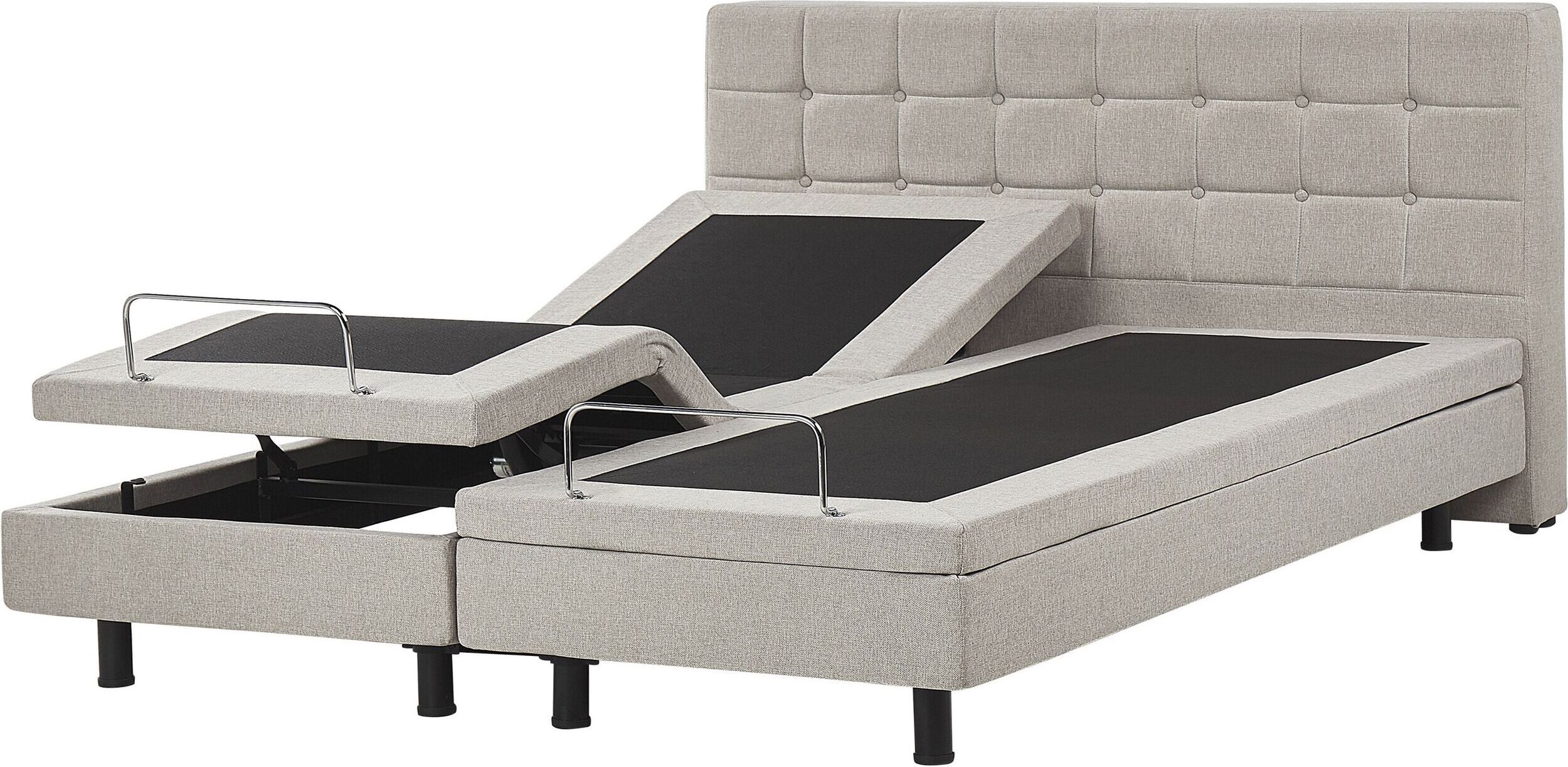 BELIANI Plattform Bett Beige 180 x 200 cm Elektrisch Praktisch Kopfstütze und Fußteil Verstellbar 2 Fernbedienungen Bequeme Sitzstellung Modern 140562