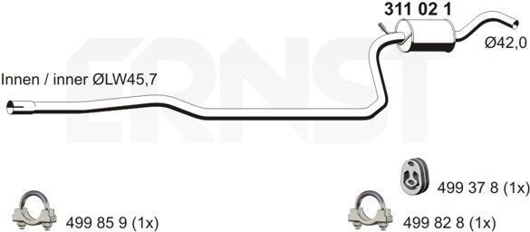 ERNST 311021 Vorschalldämpfer Schalldämpfer für FORD FIESTA III (GFJ)