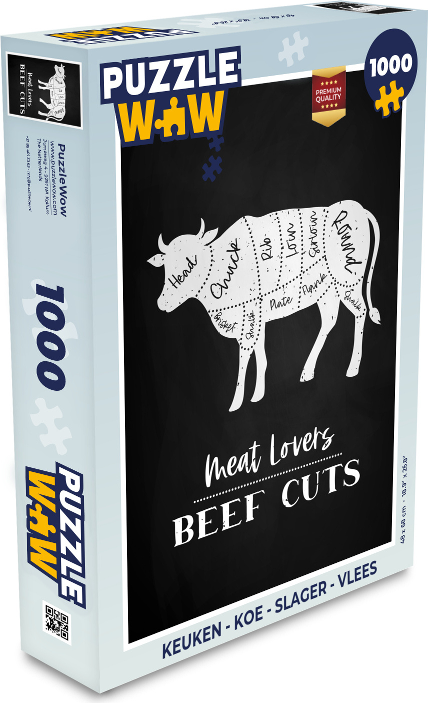 MuchoWow® Puzzle 1000 Teile Küche - Kuh - Fleischer - Fleisch - Spielzeug - Alt und Jung - Spiele - Puzzeln 136|647233494