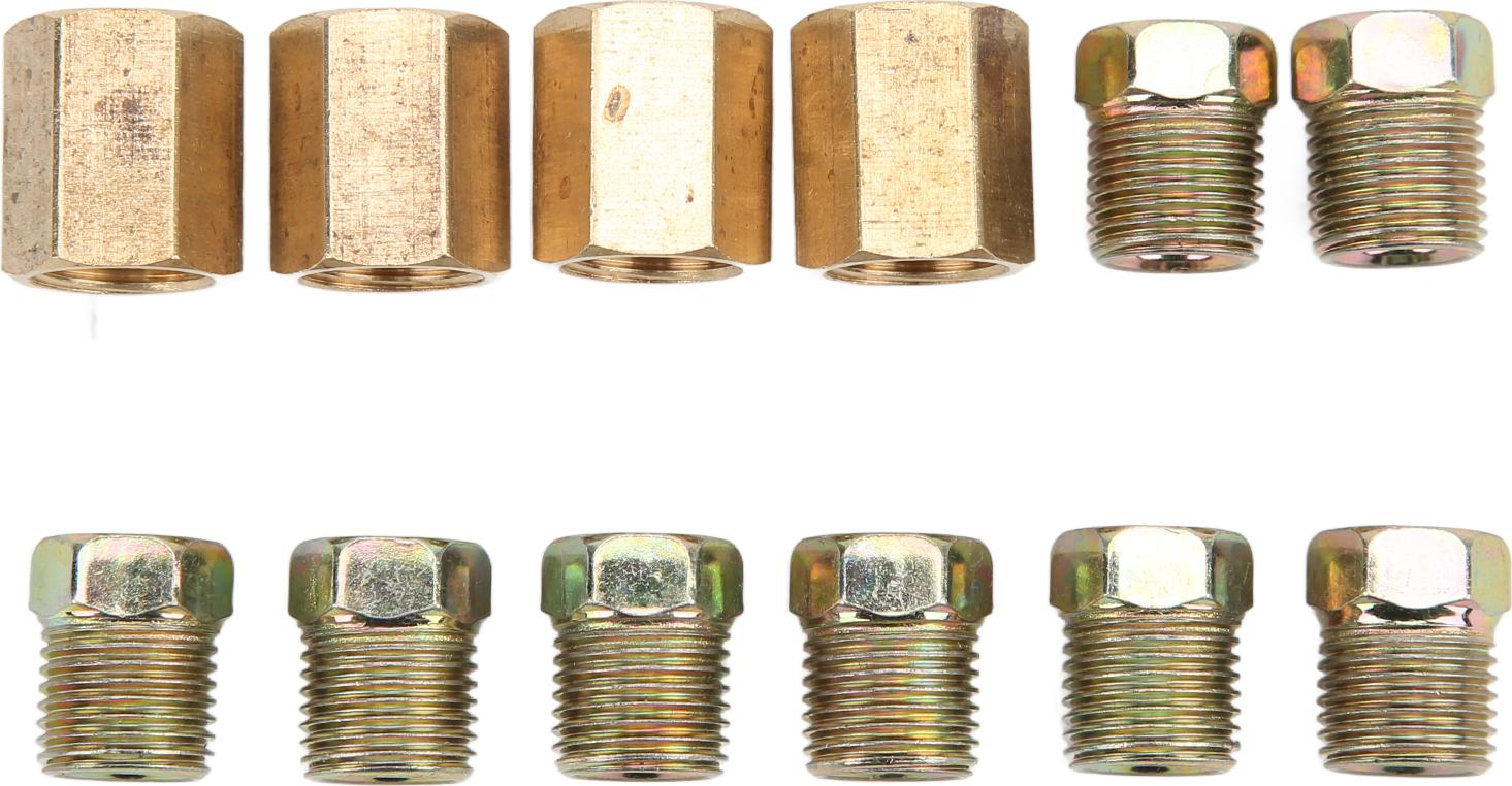 Gistuch 12pcs 7/16in -24 Gewinde Bremsleitungsanpassungen Sortiment Messing Car Accessoires für 1/4 -Zoll -Röhre