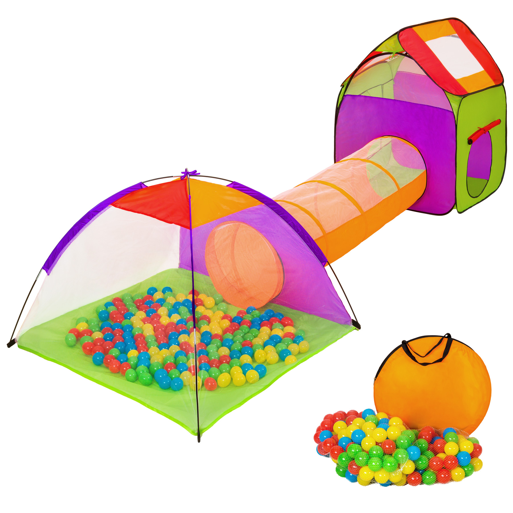 Kinderzelt Spielzelt Spielhaus Tunnel  Krabbeltunnel Pop-Up Mehrfarbig 3 in 1 