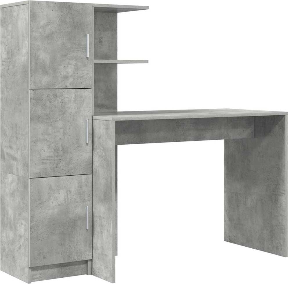 Syfax Schreibtisch Beton Grau 133,5 x 50 x 124 cm mit viel Stauraum und stabiler Schreibfläche 4713337292