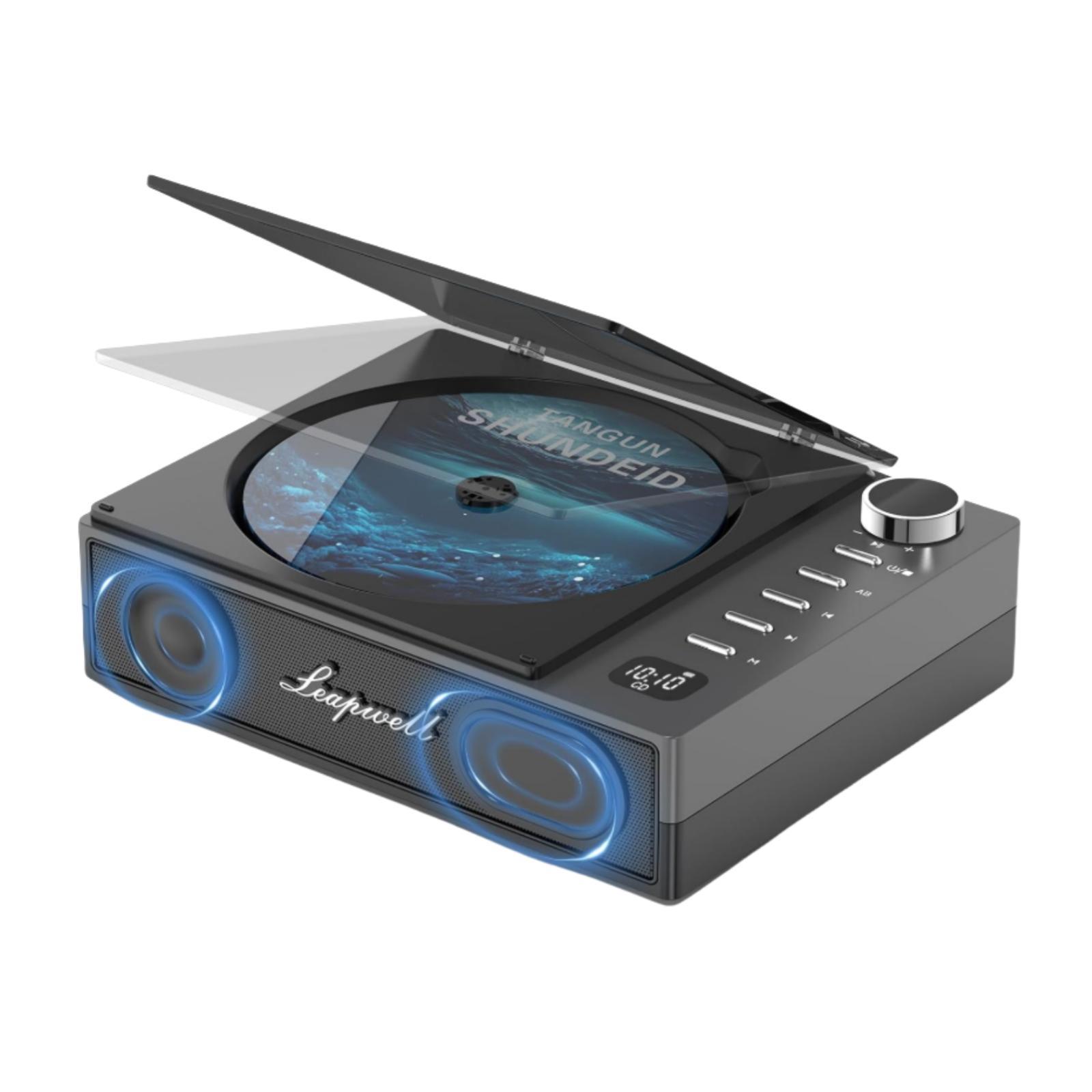 AIORBER Tragbarer CD-Player mit Bluetooth, HiFi 360° Sound, USB-C, Akku, FM-Radio, Kopfhörer- & USB-Modus, für Musikliebhaber und Reisen, Schwarz