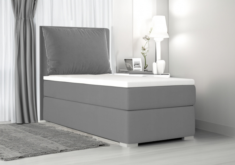 Boxspringbett, Kinderbett SUZI MINI ,OHNE Topper, Jugendbett Federkern , 80x200 cm ,(Dunkelgrau: ITAKA 14)