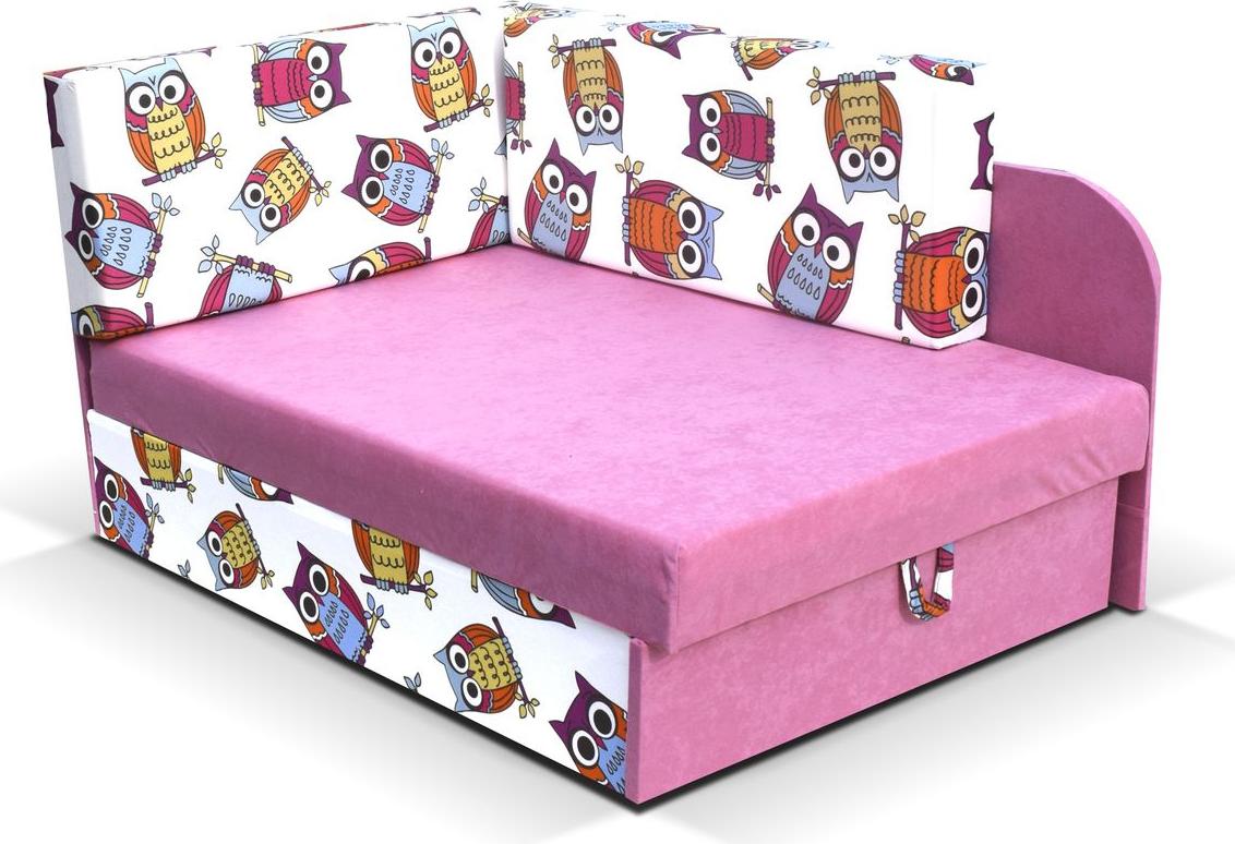 VENETI Kinderschlafsofa FATAJA - rosa / Muster 8 060-02-00100