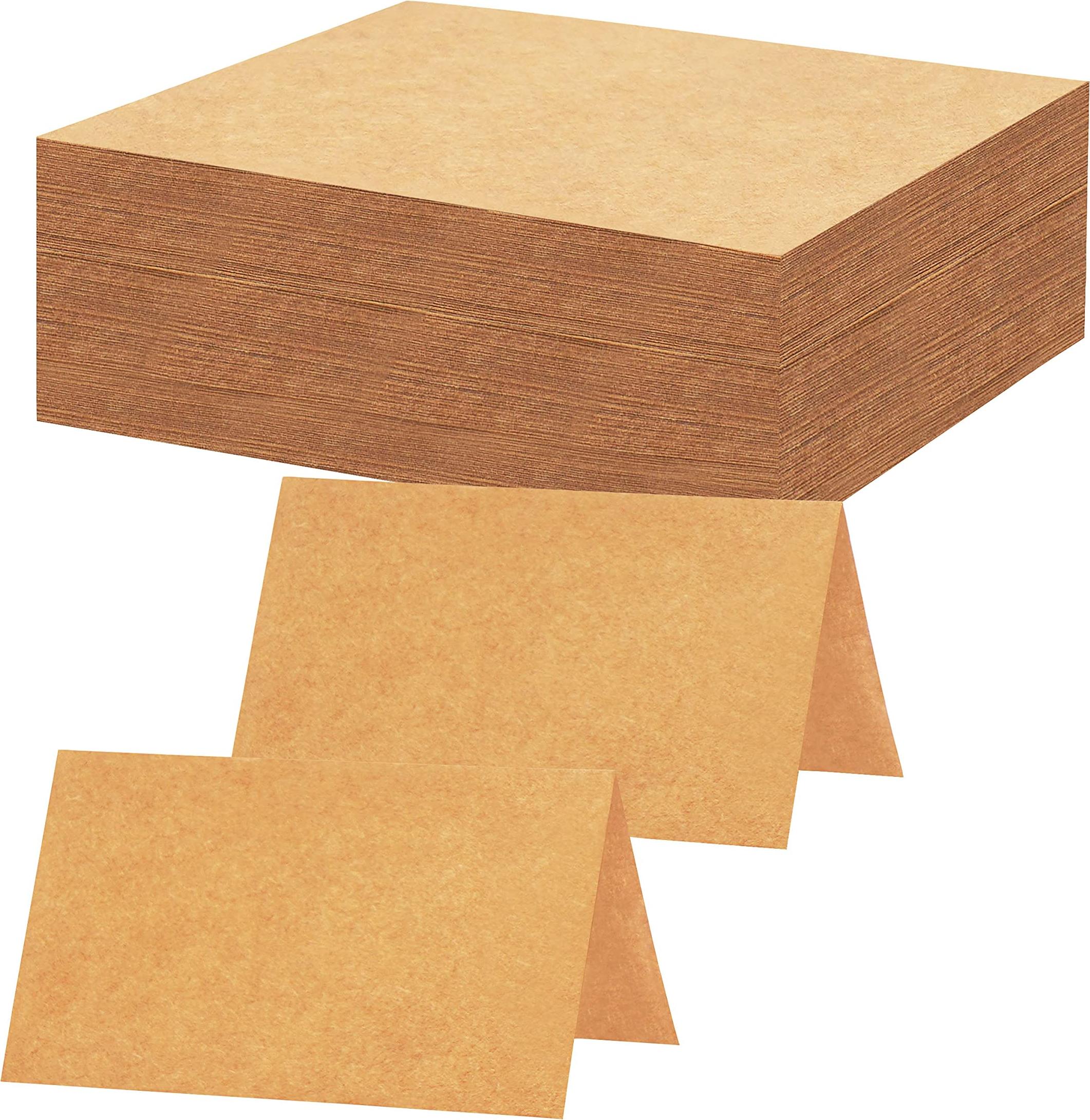 100 Stück Hochzeits Platzkarten Kraftpapier - Rustikale Tischkarten 9x5cm