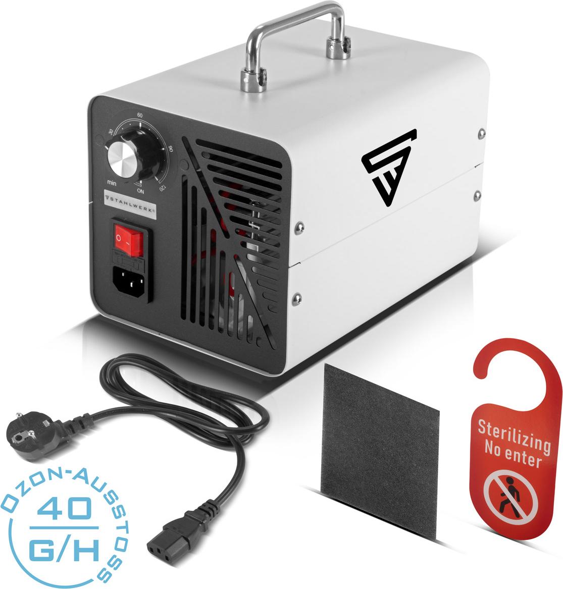 STAHLWERK generátor ozónu OG-40 ST s 40 g/h, do 200 m2, nepretržitá prevádzka a časovač