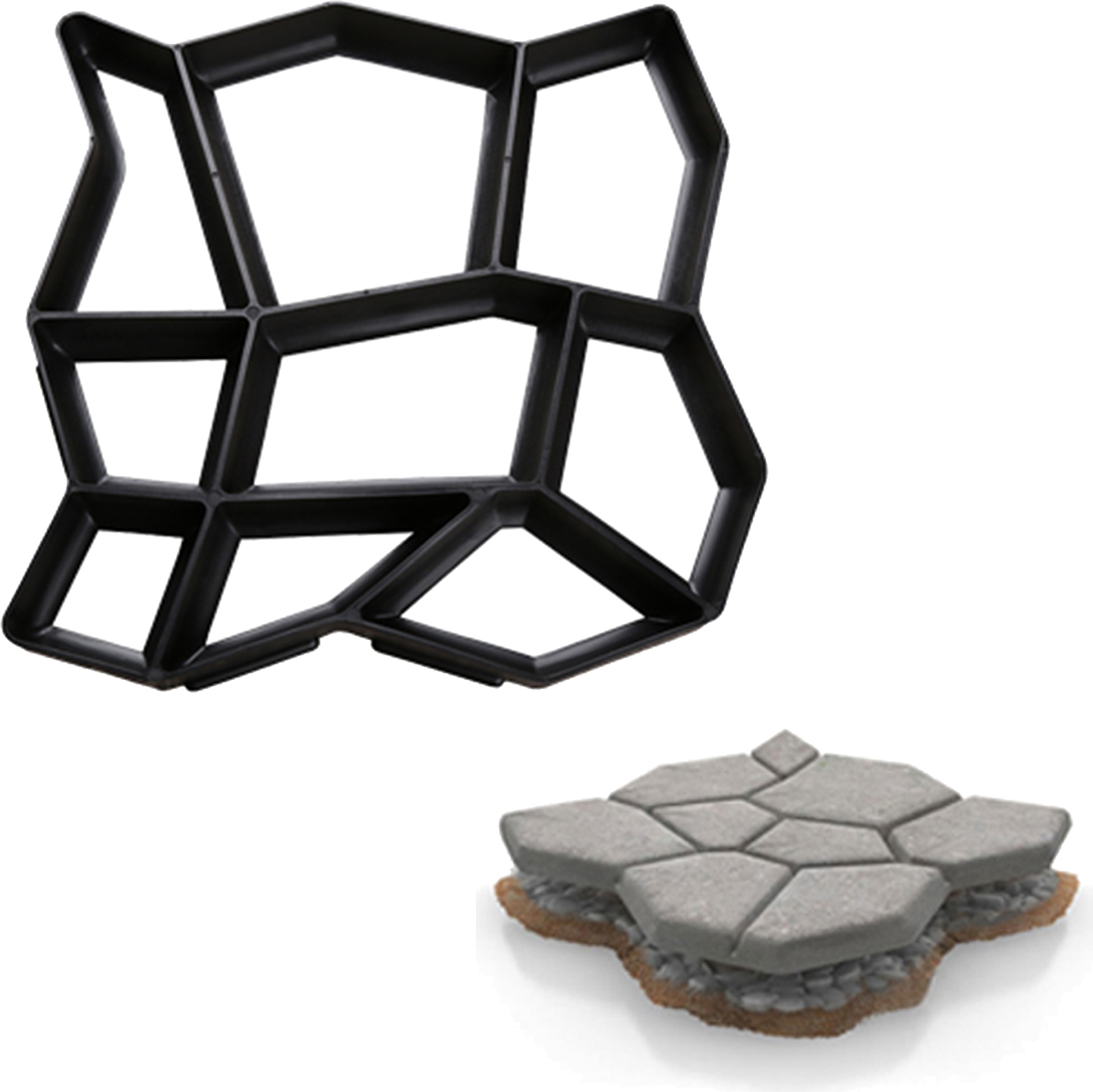 Jopassy DIY Pflasterform Betonpflaster Gehweg Gießform Schablone Garten Schalungsform RL-BN2628-1-BD