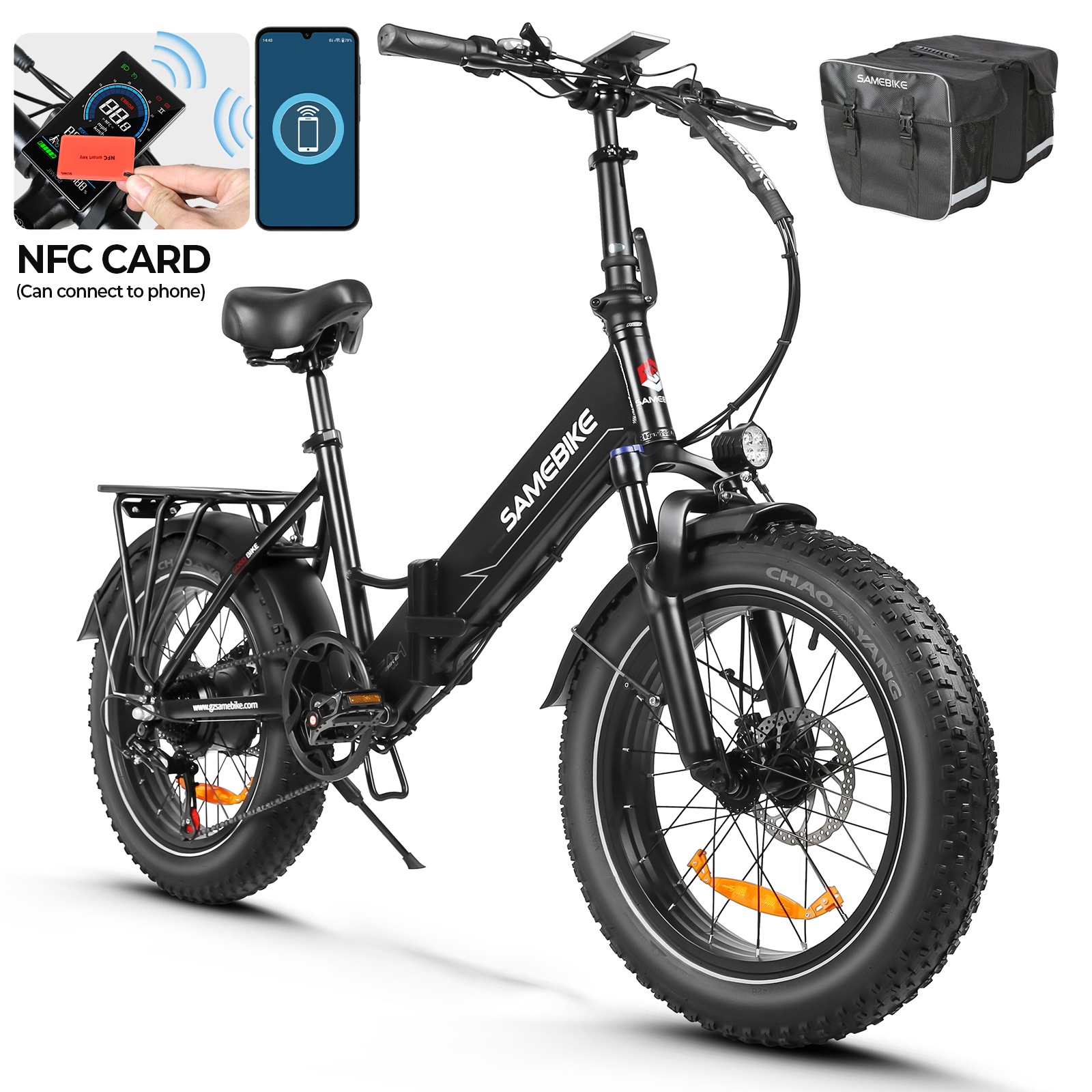 Elektrický bicykel so sklápacími pneumatikami LED, 20-palcový elektrický bicykel, skladací bicykel, 36 V 13 Ah elektrické bicykle, diaľkové ovládanie NFC, skladací mestský bicykel