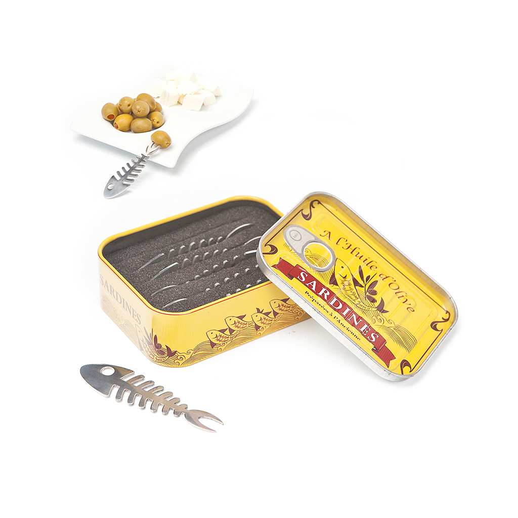 Balvi Sardines Set - 6er Set Aperitiv-Gabeln Sardinen - Metall Piekser 25187