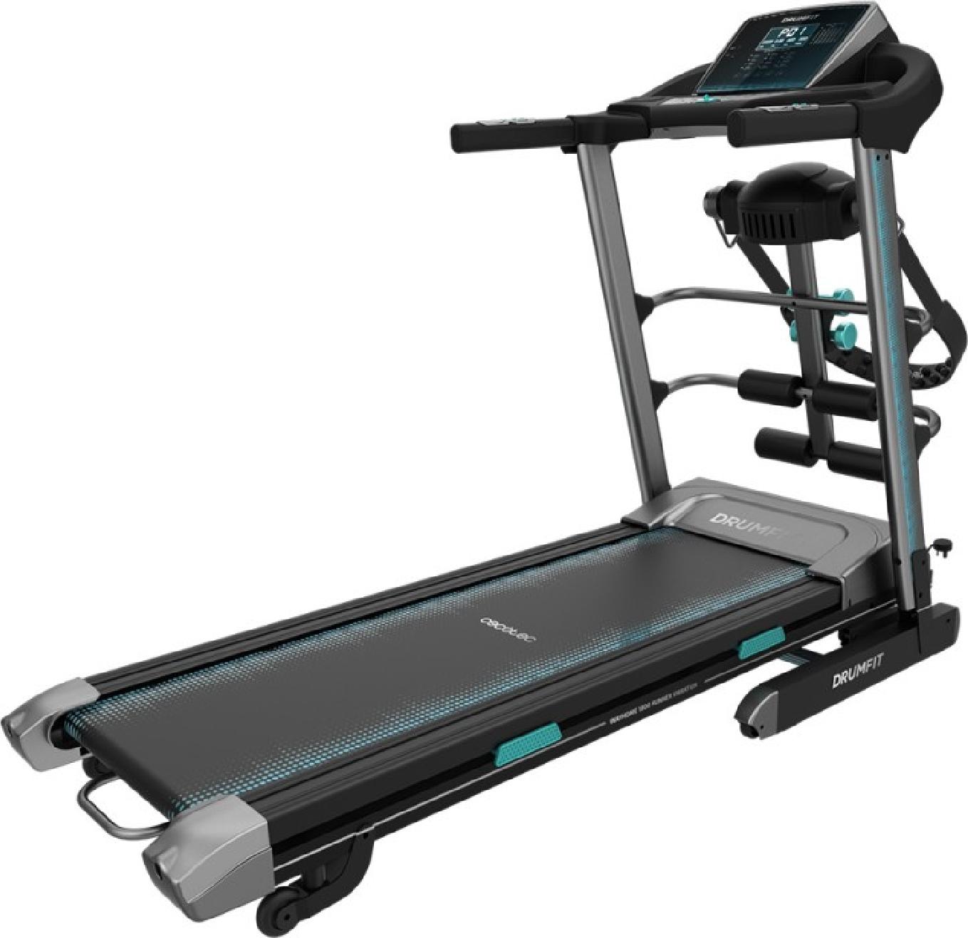 Skladací bežecký pás s maximálnym výkonom 1 500 W. De 1 a 16 Km/h. 12 preddefinovaných programov. Tlmiaci systém s 10 elastomérmi. Ovládací panel LCD. Motorizovaný sklon.