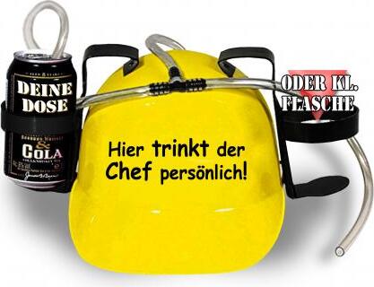 HSK Trinkhelm Spaßhelm mit Print - Hier trinkt der Chef persönlich - 51660 Color - gelb