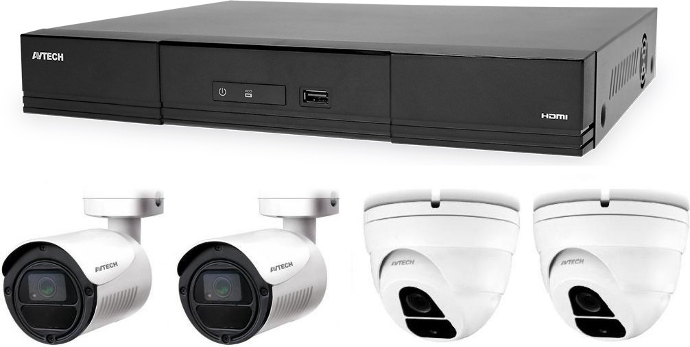Kameraset 1x AVTECH NVR AVH1109, 2x 2MPX IP Bullet Kamera AVTECH DGM2103ASVP und 2x 2MPX IP Dome Kamera AVTECH DGM2203ASVSEP + 4x UTP Kabel 1x RJ45 - 1x RJ45 Cat5e 15m!