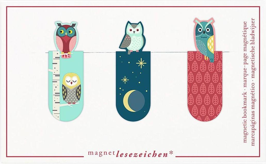 MOSES Magnetlesezeichen 3 St. Nachteulen Eule Lesezeichen M-31150