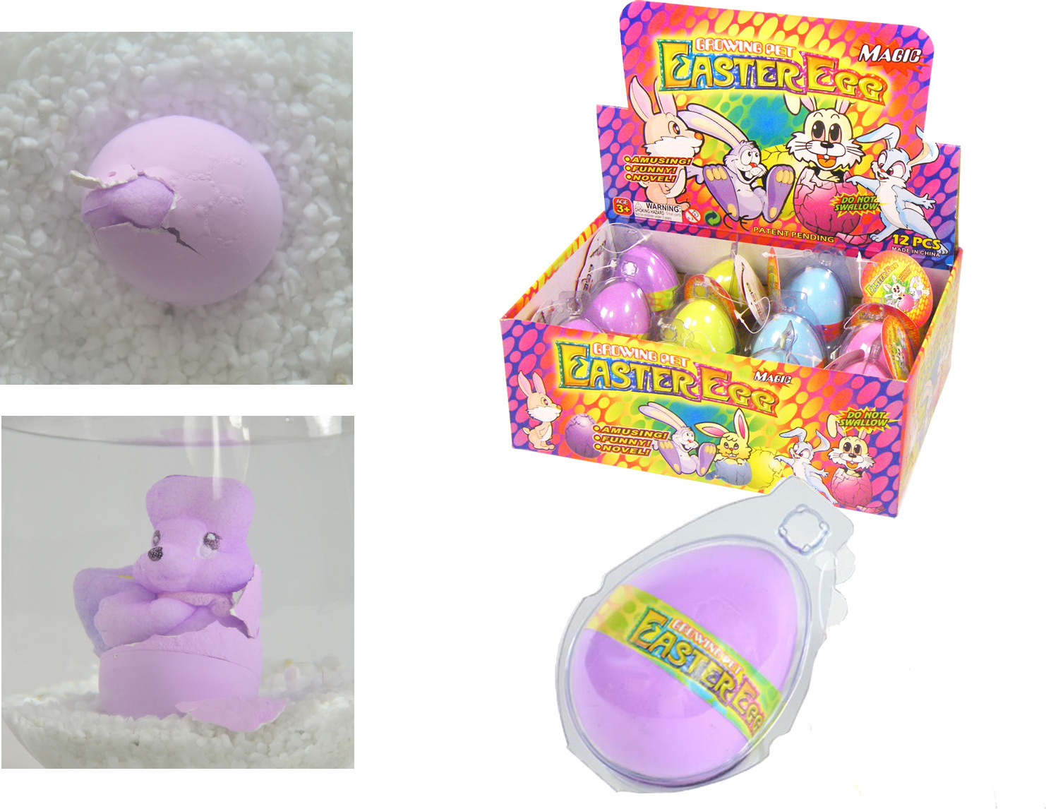 Winfried Kögler GmbH Kögler 4 x Wachsender Hase "Ei wächst im Wasser" Osterei Osternest 5cm 23100