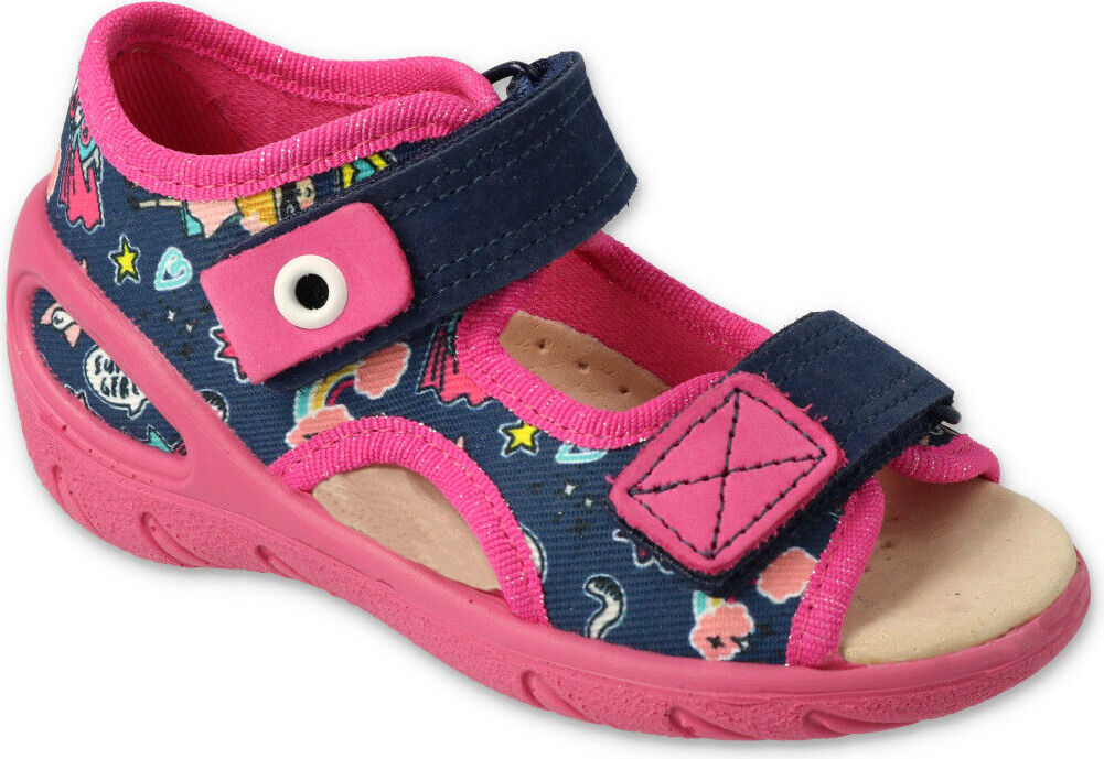 Kinderschuhe Sandalen Befado Lederdecksohle Supergirl Rosa Blau 26