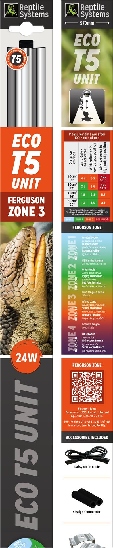 Reptile Systems Leuchte für Reptilen - Eco T5 Unit Ferguson Zone 3 - 24W (570 mm) 120031