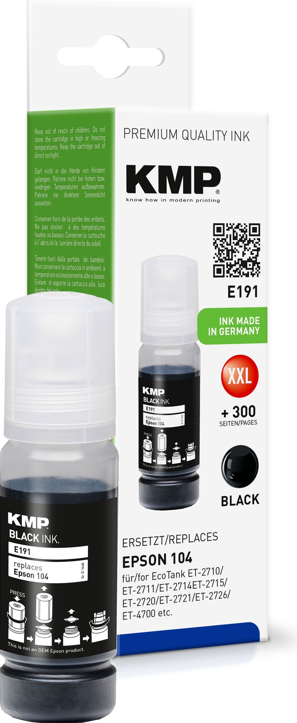 KMP E191, Čierna, 70 ml, 1 kusov, 4800 strany, Balenie po jednom kuse