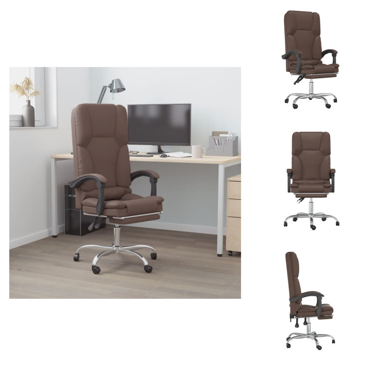 vidaXL Kancelárske kreslo s masážnou funkciou hnedá Imitácia kože - Kancelárske kreslá