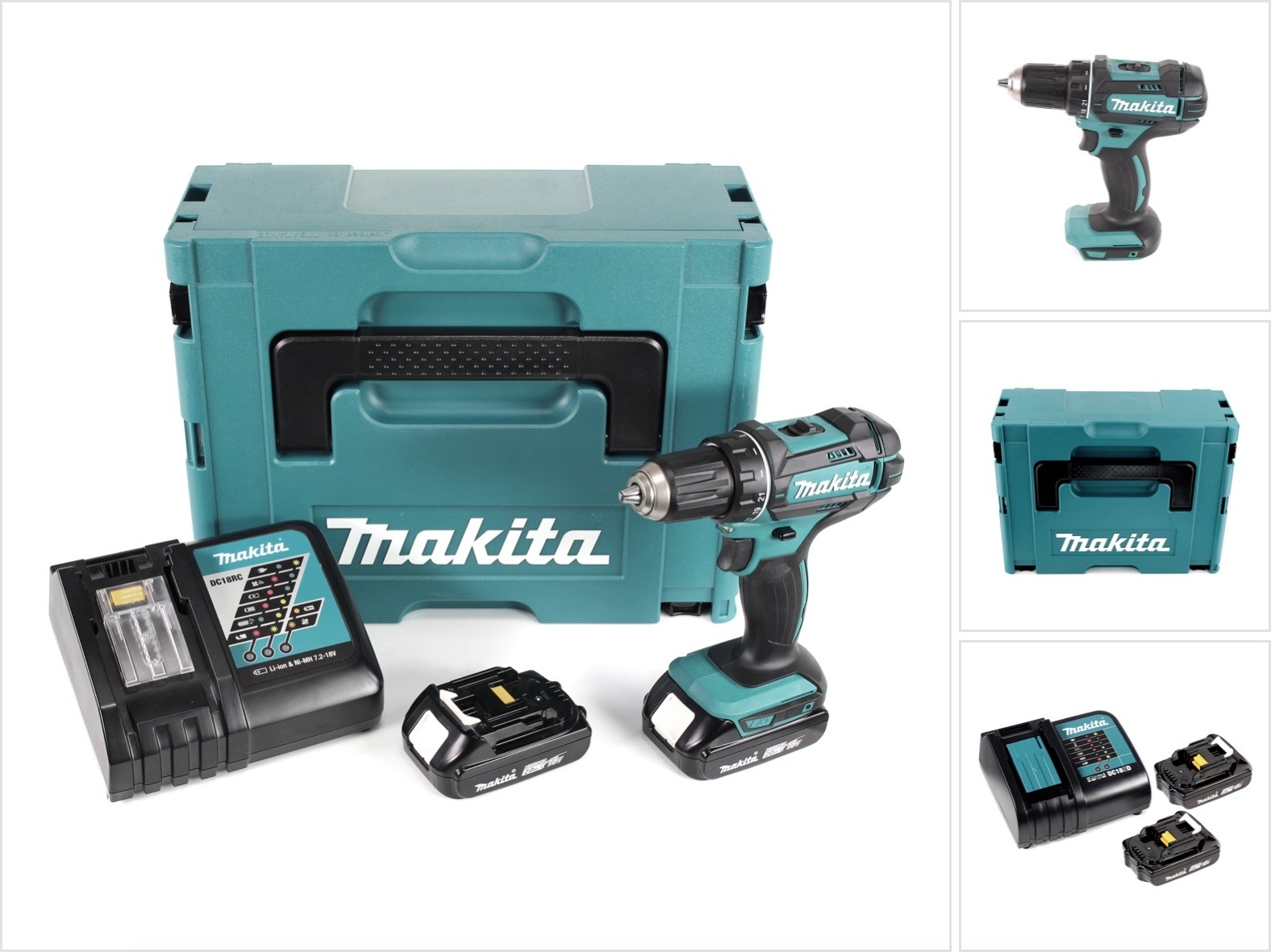 Akumulátorová vŕtačka Makita DDF 482 RAJ 18 V 62 Nm + 2x akumulátor 2,0 Ah + nabíjačka + Makpac