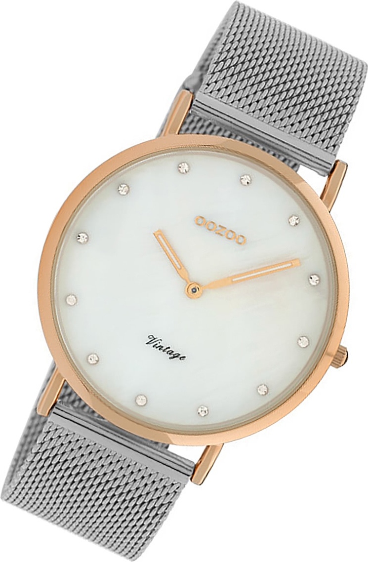 Oozoo náramkové hodinky strieborné z nehrdzavejúcej ocele C20065 Vintage série dámske Quartz hodinky UOC20065