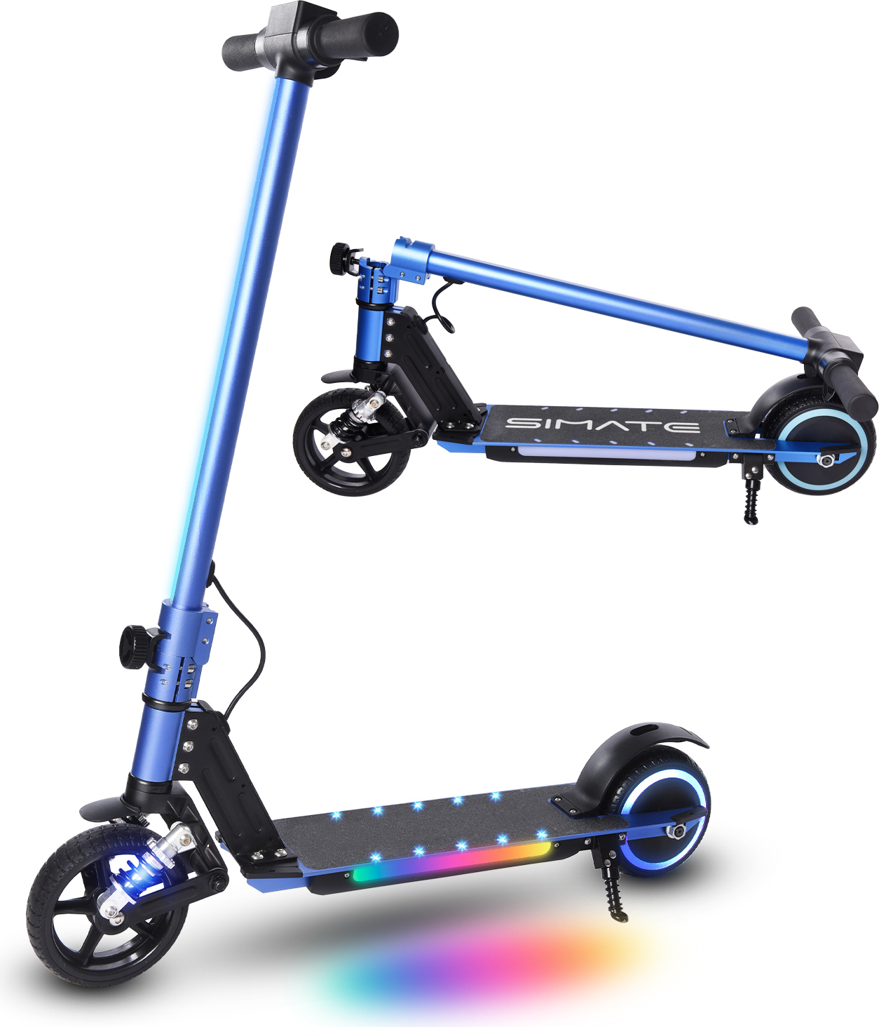 BXHOVERGO Elektroscooter S5 Blau Für Kinder Und Jugend Ab 120cm Körpergröße- Elektroroller 130W, 8 Km, 2500 mAH Akku, 14km/h, Klappbar E Scooter, Kinderroller Mit LED Licht Elektroscooter-S5-B