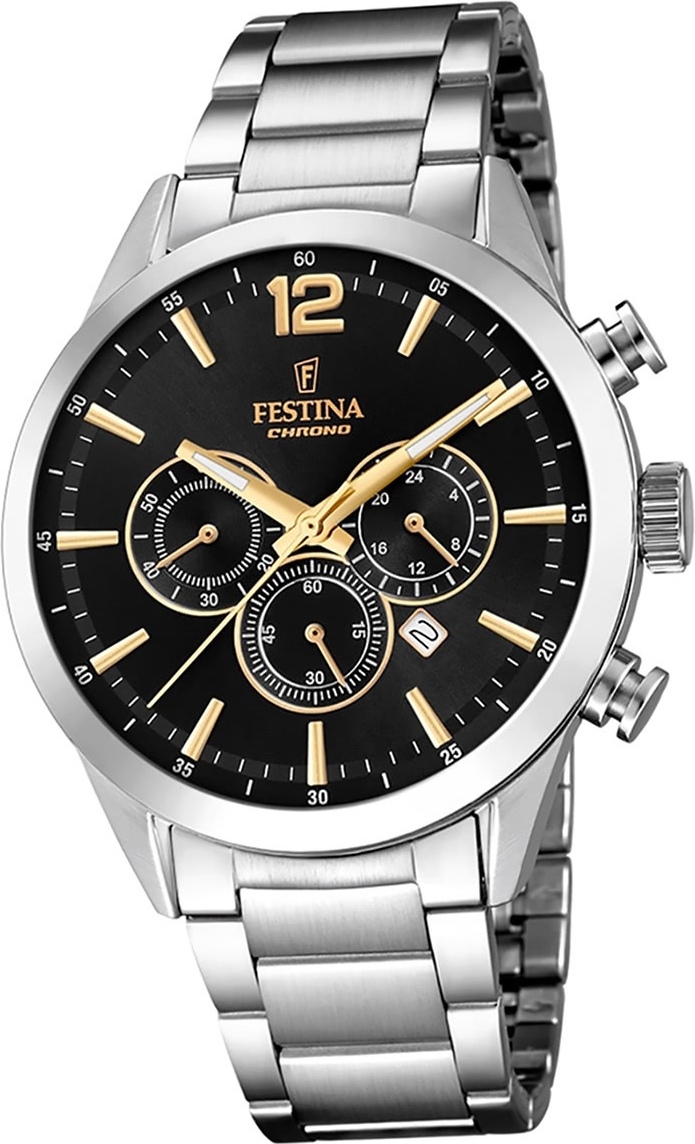 Festina pánske hodinky z nehrdzavejúcej ocele F20343/4 náramkové hodinky Silver Chronograph D2UF20343/4