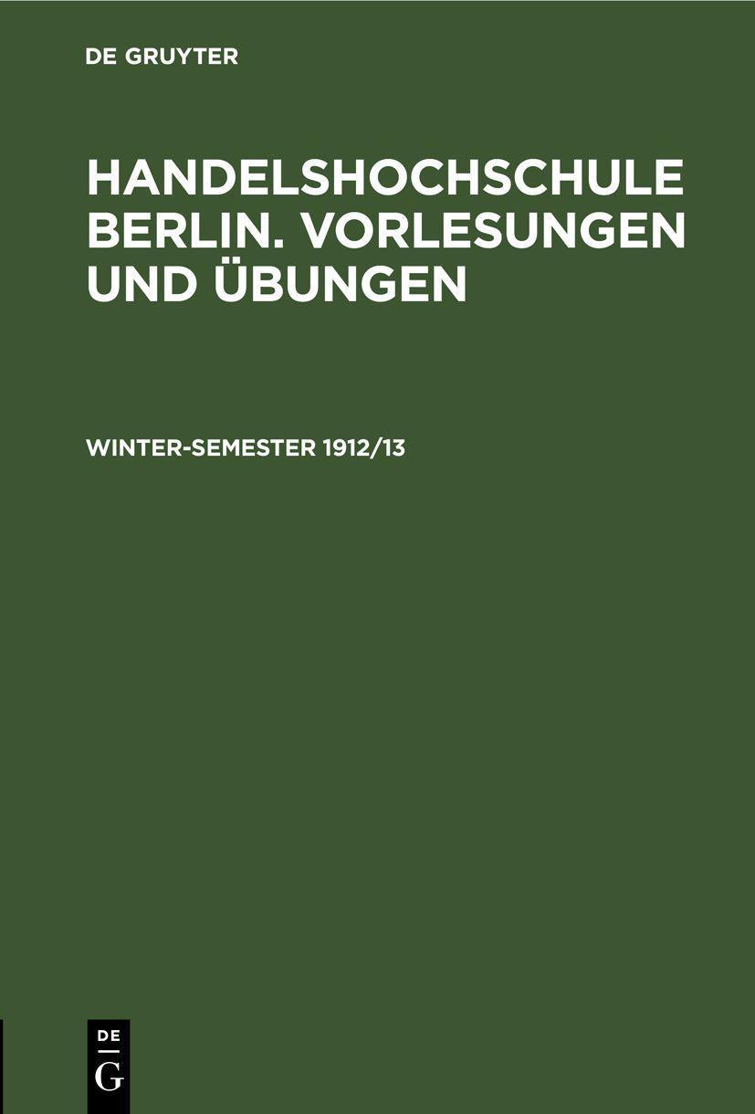 Sonstige Verlage Winter-Semester 1912/13
