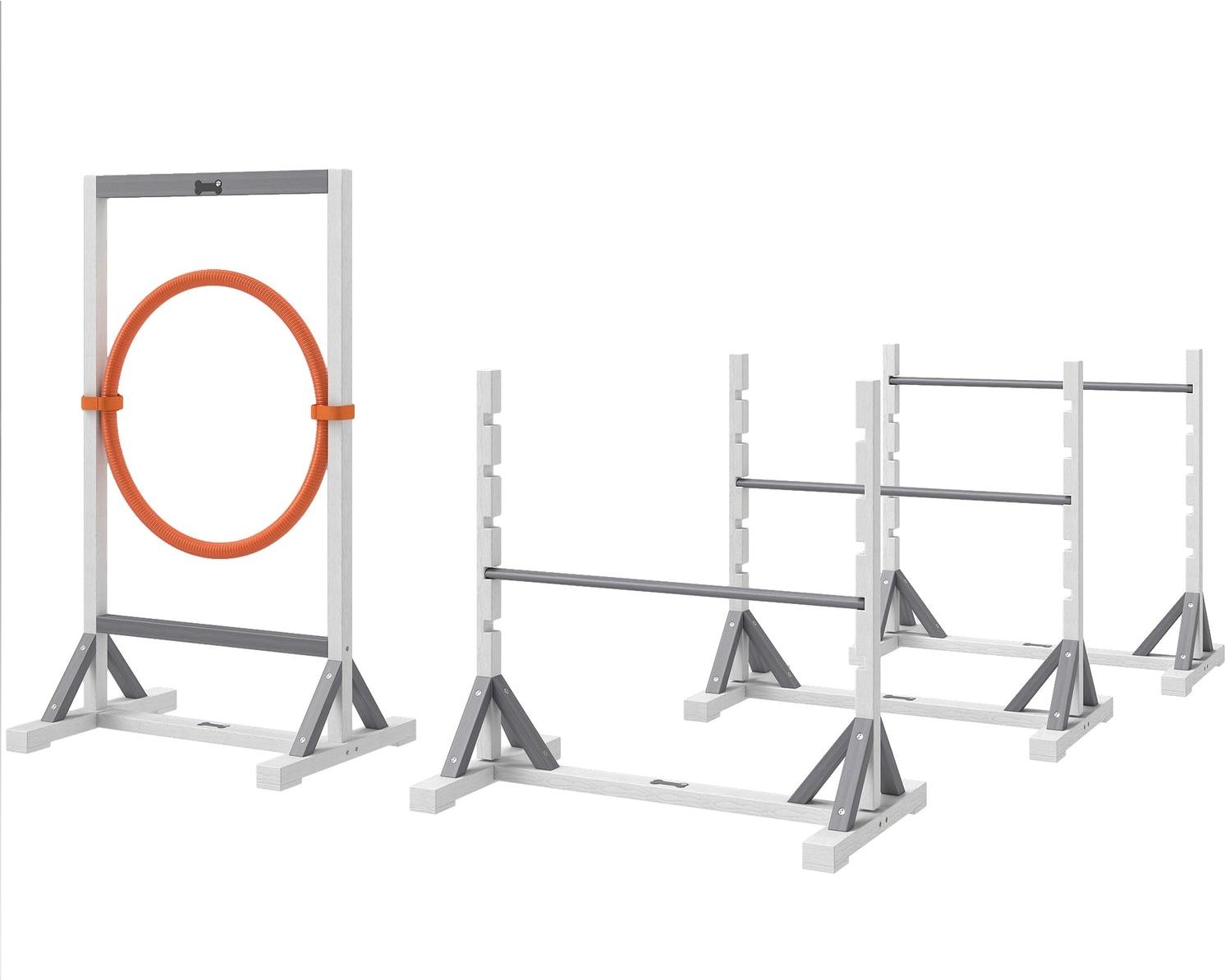 JTI GmbH Agility Set Hunde 4-teiliges Agility-Ausrüstung für Hundetraining Steckhürdenset mit höhenverstellbar Hürden Reifen Trainingszubehör Koordinationstraining Agilityset für Spiele Training |