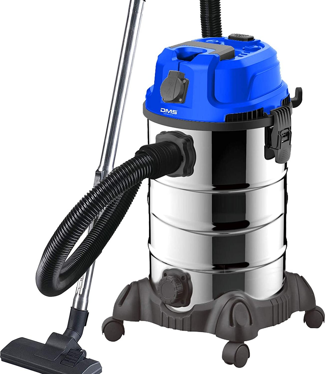 priemyselný vysávač 4v1 DMS NTSC-30 - 30l, 2300W, modrý| mokré a suché vysávanie | fukár | vysávanie horúceho popola | samočistenie | so zásuvkou