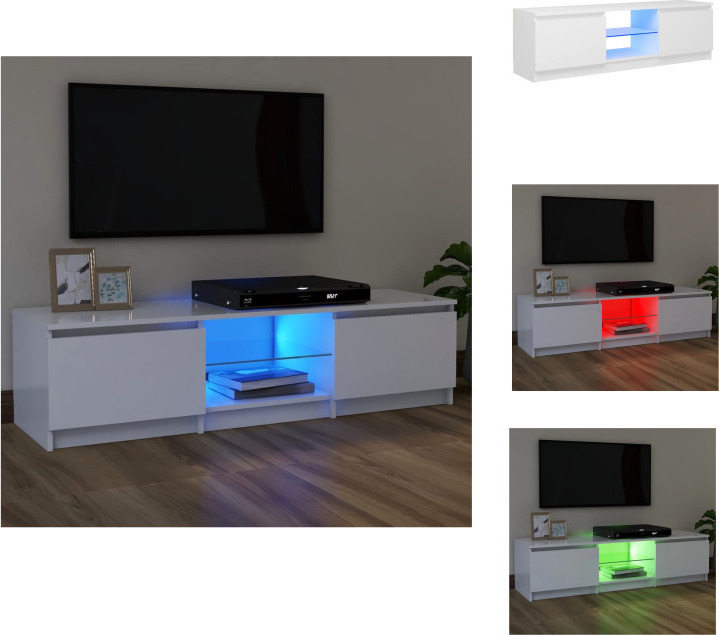 Meuble TV Avec Lumières LED RGB Blanc 120x30x35,5 Cm - Design Moderne Et Pratique