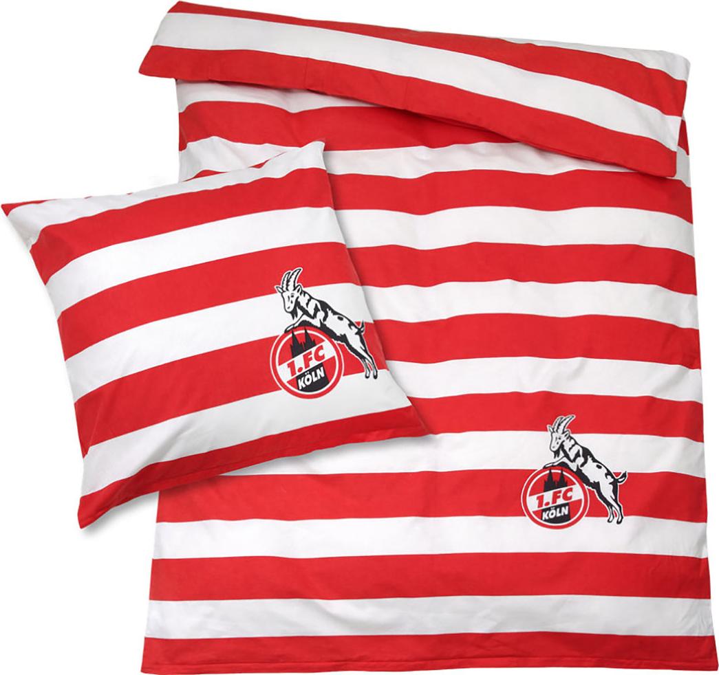 1. FC Köln Bettwäsche "Blockstreifen" rot/weiß