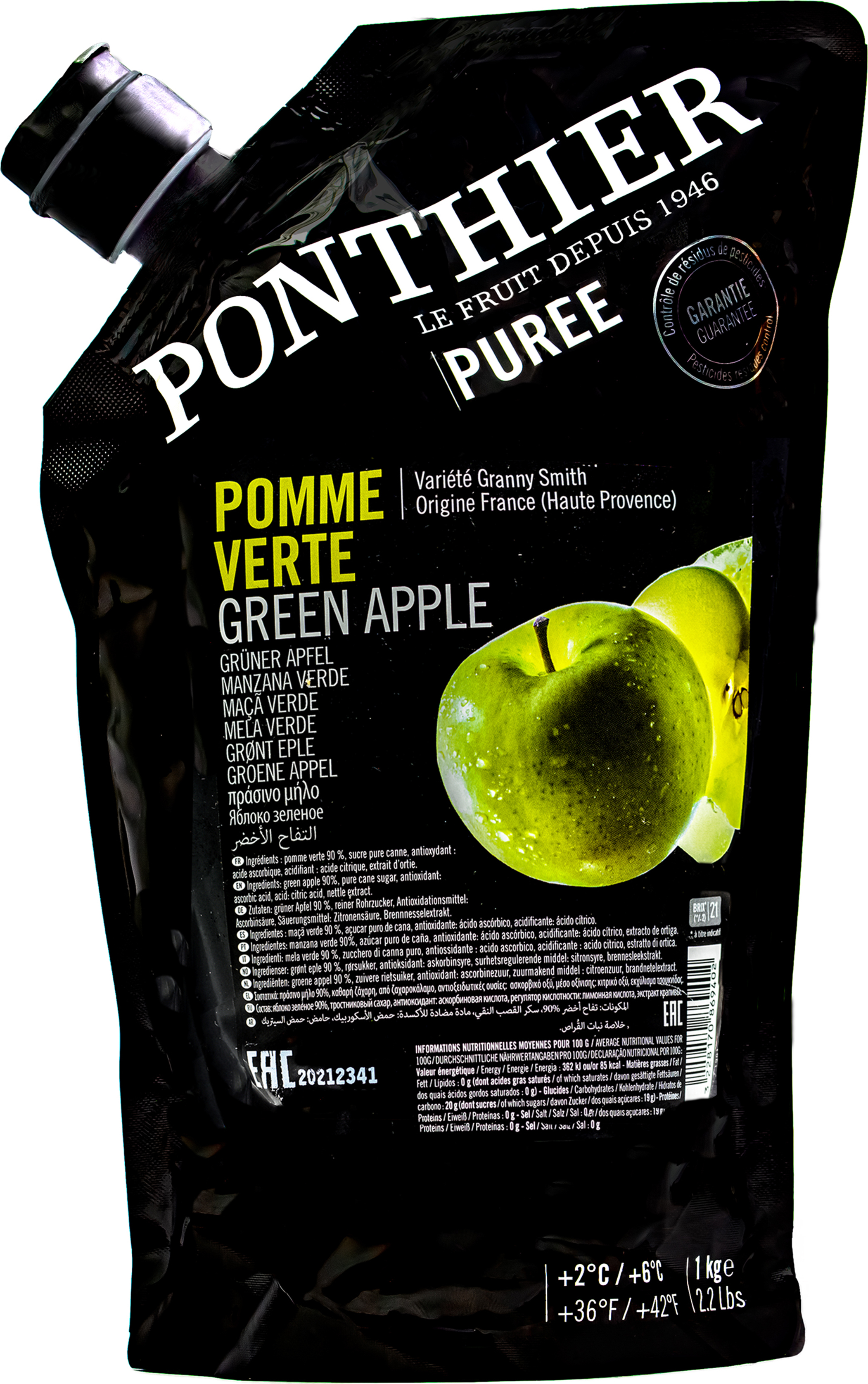 Food-United APFEL FRUCHT-PÜREE Grün Ponthier 1KG für Smoothies Müsli uvm. FU0141-1