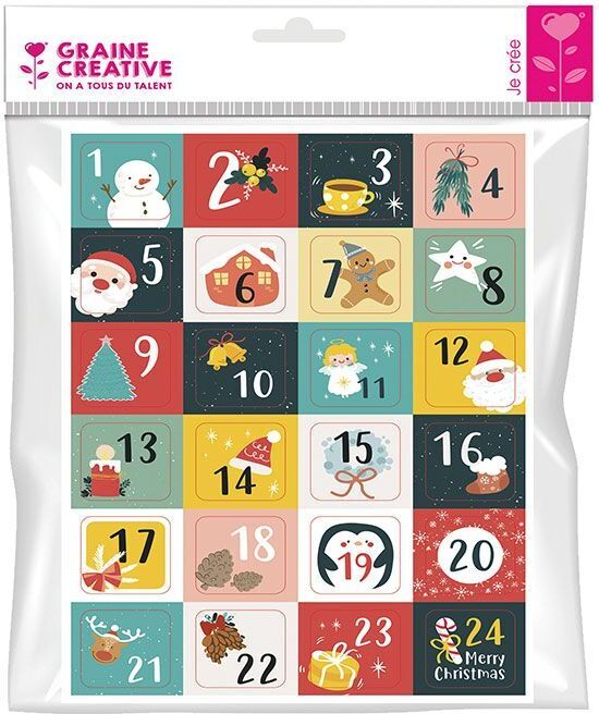 24 nálepiek s číslami pre adventné kalendáre