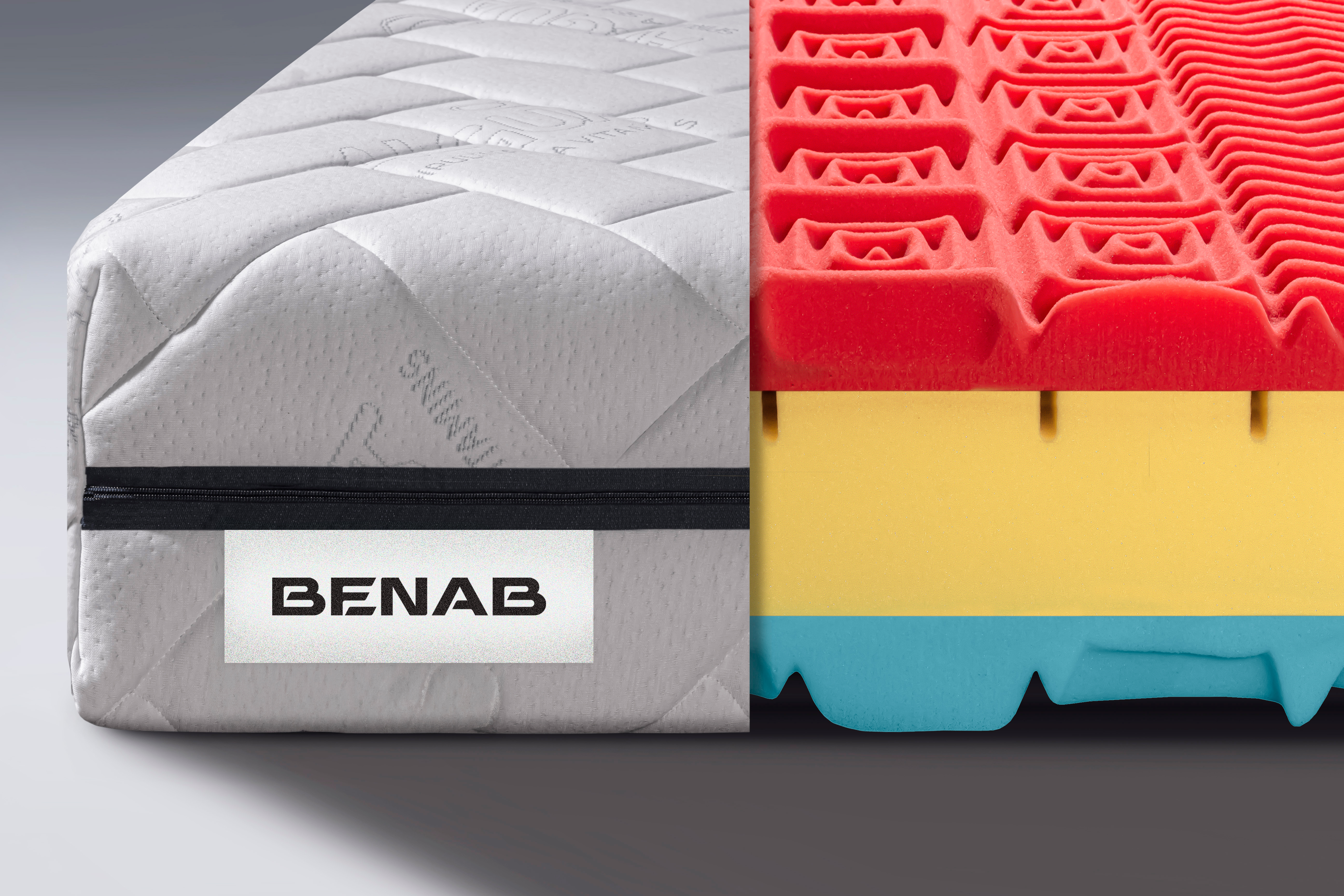 Kaltschaummatratze Benab Zero Sport&Active 22 HR Matratze 90 x 200 cm H3 / H4 hart 22 cm hohe Kaltschaummatratzen, Algua Spirulina, PUR-Schaum, HR-Schaum, Antibakterieller Schaum SANITIZED, Schulterauflagen, Noppen, Hot Melt,