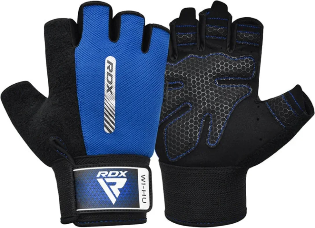 RDX Sports Fitness-Handschuhe W1 - Mit offenen Fingerspitzen - Blau - XL WGA-W1HU-XL