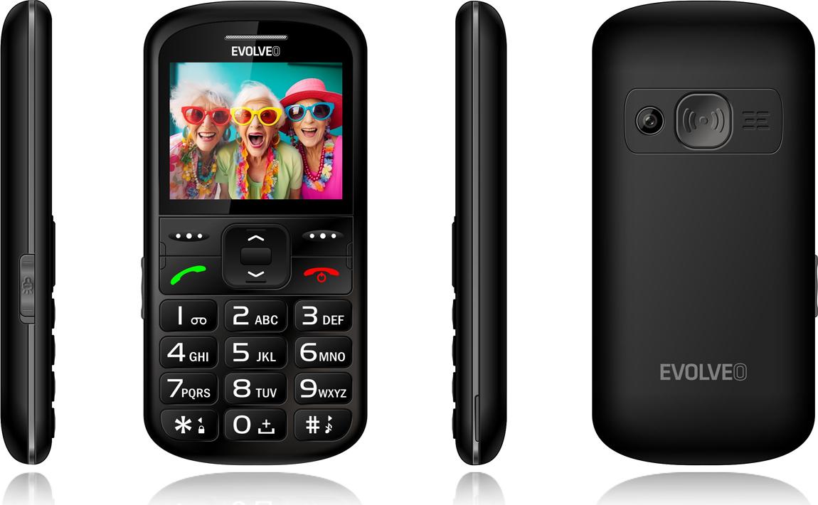 EVOLVEO EasyPhone XS, mobilný telefón pre seniorov, čierny