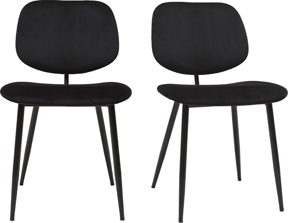 Miliboo - Stühle TOBIAS aus schwarzem Samt und schwarz lackiertes Metall 2er-Set TOBIAS