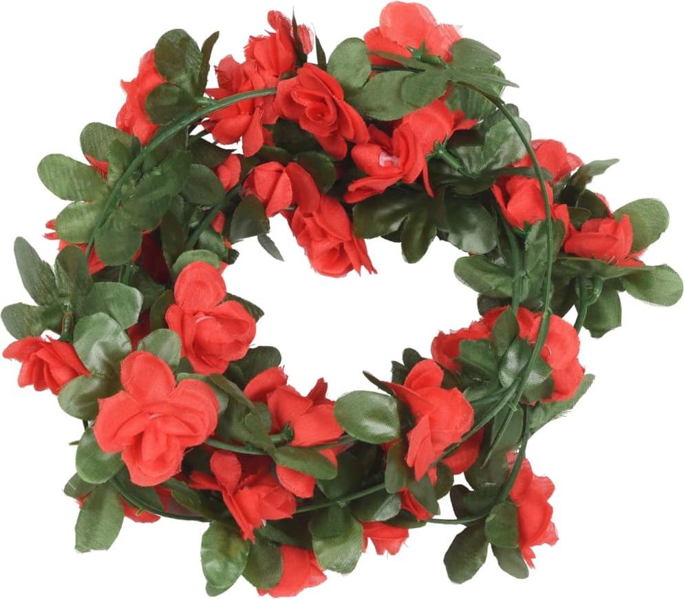 vidaXL Blumengirlanden Blumen 6 Stk. Frühlingsrosen Rot 250 cm 359040