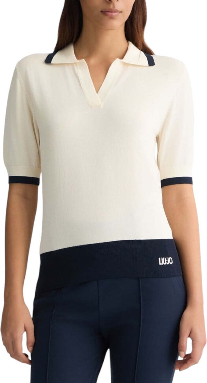Liu Jo White Polo Top mit Details – S