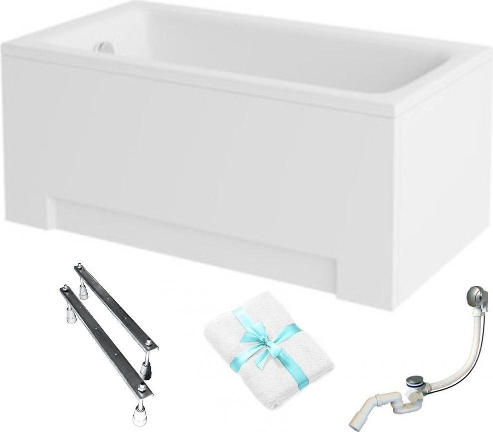Aqua For You | Besco Talia Badewanne - 120x70cm - Rechteckig - Gestell Typ W - Syfon Inkludiert - mit Verkleidung